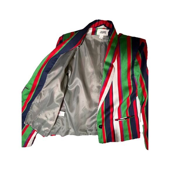 Vintage 1970s Jupe Blazer Women’s Silk Blend Multicolor Stripe ILGWU Union Made - Picture 7 of 16